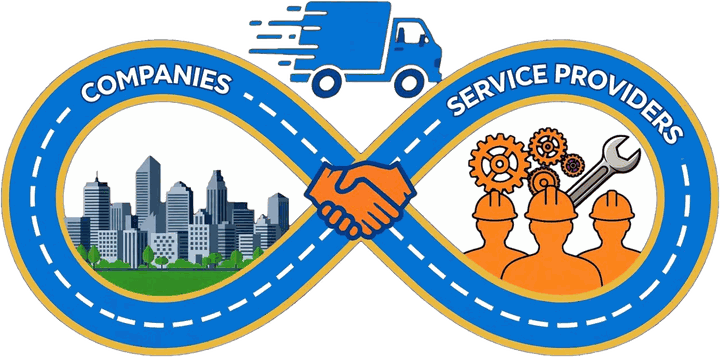The Next Move Services logo: a road in the shape of an infinity sign joining companies and service providers
